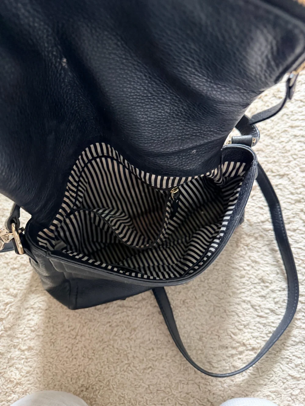 kate spade Navy Pebbled Leather Crossbody Bag with Gold Hardware